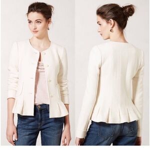Anthropologie Cream Peplum Jacket